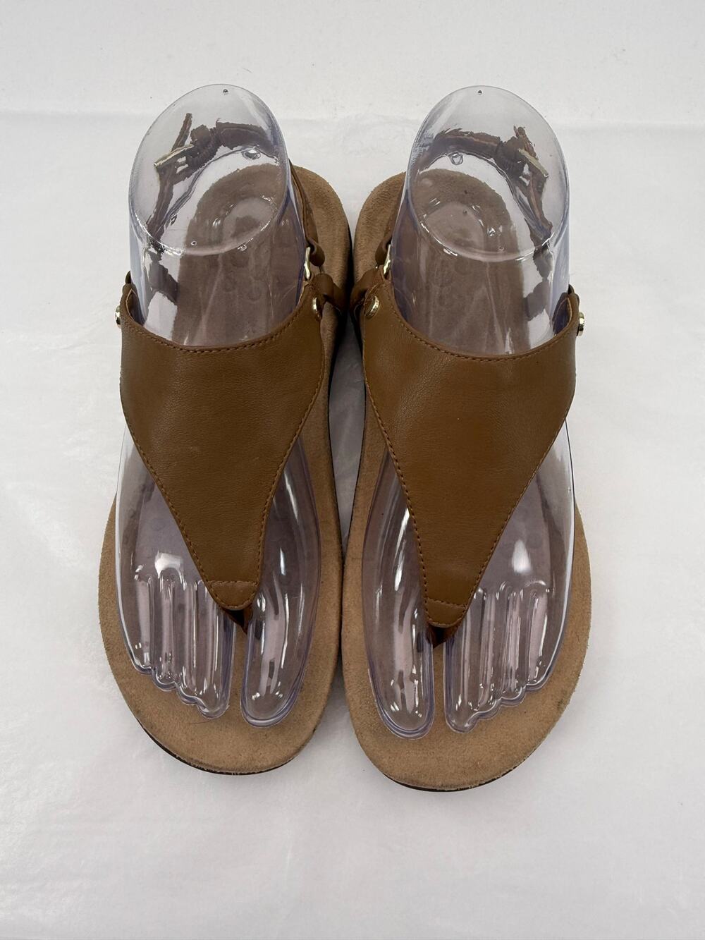 Vionic Kirra Brown Leather Orthotic Thong Sandals Size 6.5